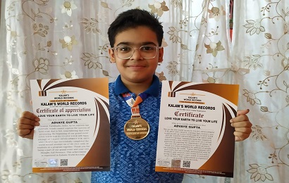 Art work by Advaye Gupta of class VII got recognition in a virtual event conducted by Kalam’s World Records