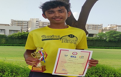 Pratyaksh of class X is Runners-Up at the AITA Championship Series Under 18 Boys Singles Lawn Tennis Tournament