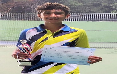 Pratyaksh of class X is the winner of the DLTA National Tennis Championship, Boys U 14 Doubles category