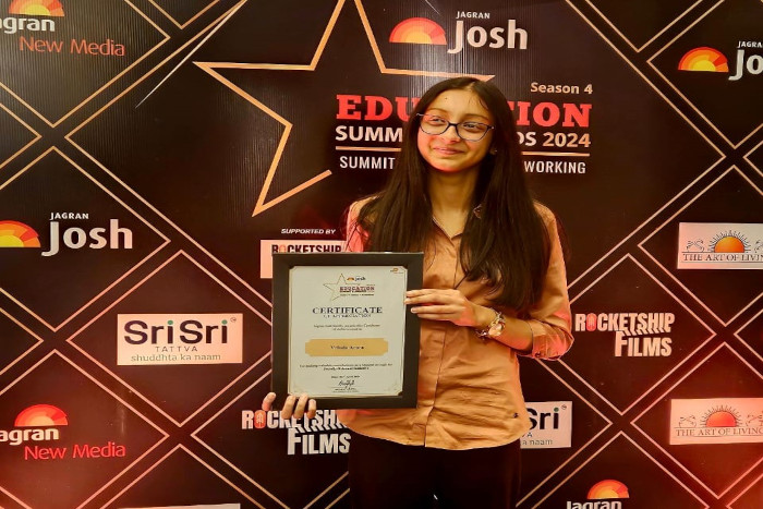 Vrinda Arora of Class X C was finalist at the 2024 Jagran Josh Education Awards